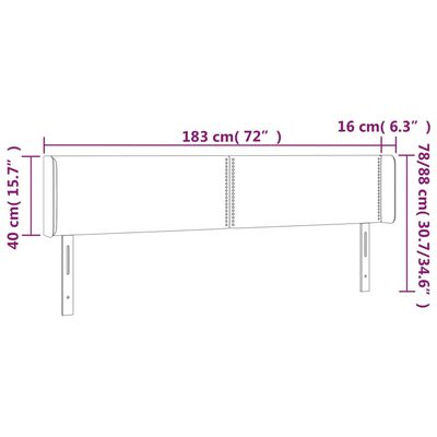 vidaXL Cabecero de terciopelo gris oscuro 183x16x78/88 cm