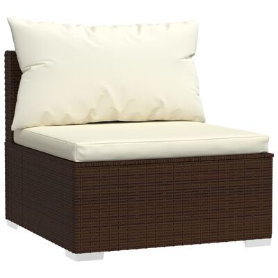 vidaXL Set muebles de jardín 11 piezas cojines ratán sintético marrón