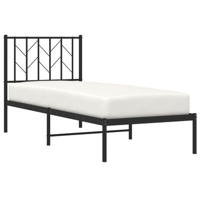 vidaXL Estructura de cama con cabecero metal negro 75x190 cm