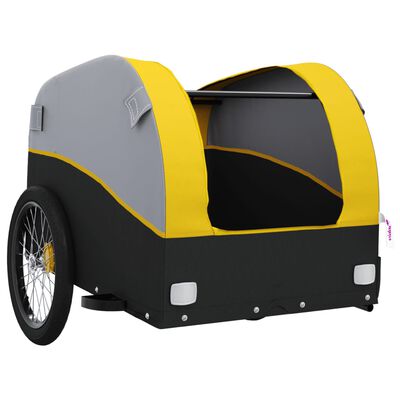 vidaXL Remolque para bicicleta hierro negro y amarillo 45 kg