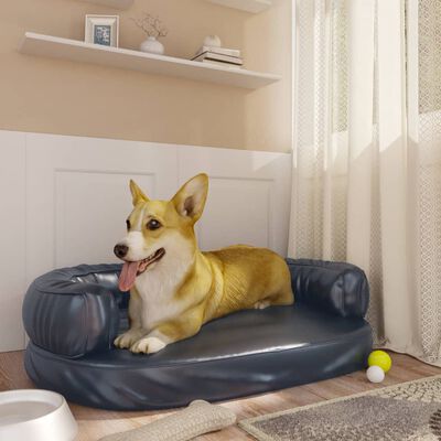 vidaXL Cama para perros de espuma cuero sintético azul oscuro 75x53 cm