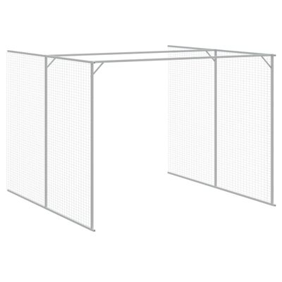 vidaXL Caseta perros con corral acero galvanizado gris 214x865x181 cm