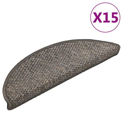 vidaXL Alfombrillas autoadhesivas sisal 15 uds marrón beige 56x17x3 cm