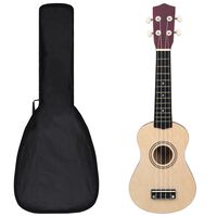 vidaXL Juego de ukelele soprano para niños con funda madera clara 21"