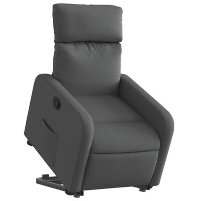 vidaXL Sillón reclinable elevable de tela gris oscuro