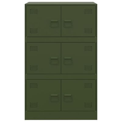 vidaXL Aparador de acero verde oliva 67x39x107 cm