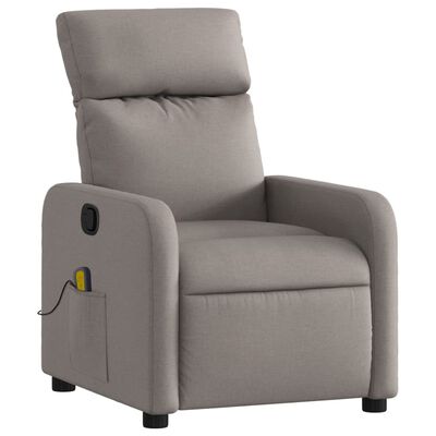 vidaXL Sillón de masaje reclinable de tela gris taupé