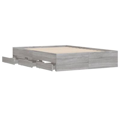 vidaXL Cama con cajones madera de ingeniería gris Sonoma 135x190 cm