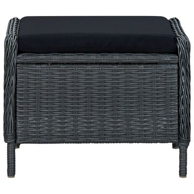 vidaXL Silla de jardín reclinable con reposapiés ratán PE gris oscuro