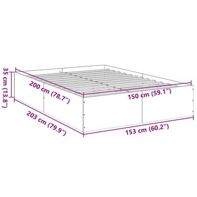 vidaXL Estructura de cama madera de ingeniería marrón roble 150x200 cm