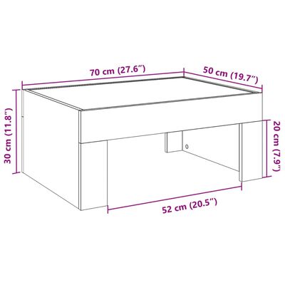 vidaXL Mesa de centro con Infinity LED roble Sonoma 70x50x30 cm