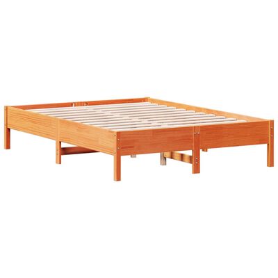 vidaXL Estructura de cama sin colchón madera maciza marrón 135x190 cm