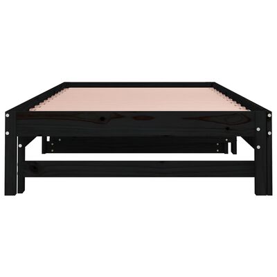 vidaXL Sofá cama extraíble madera maciza de pino negro 2x(80x200) cm