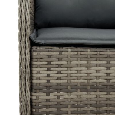 vidaXL Set comedor de jardín 3 piezas con cojines ratán sintético gris