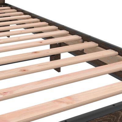 vidaXL Estructura cama madera ingeniería metal marrón roble 100x200 cm