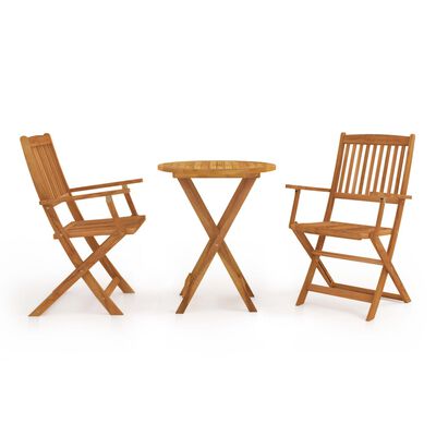 vidaXL Comedor de jardín plegable 3 piezas madera maciza de acacia