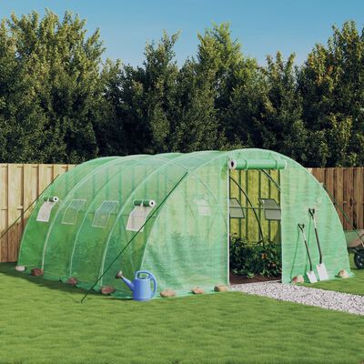 vidaXL Invernadero con estructura de acero verde 16 m² 4x4x2 m