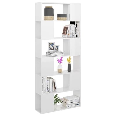 vidaXL Librería separador contrachapada blanco brillante 80x24x186 cm