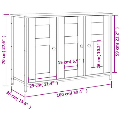 vidaXL Aparador madera de ingeniería roble ahumado 100x35x70 cm