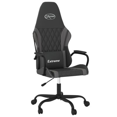 vidaXL Silla gaming cuero sintético negro y gris