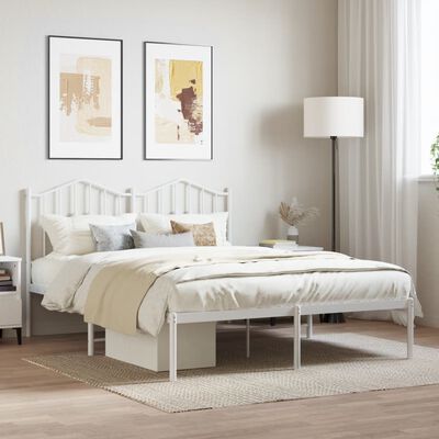 vidaXL Estructura cama sin colchón con cabecero metal blanco 150x200cm