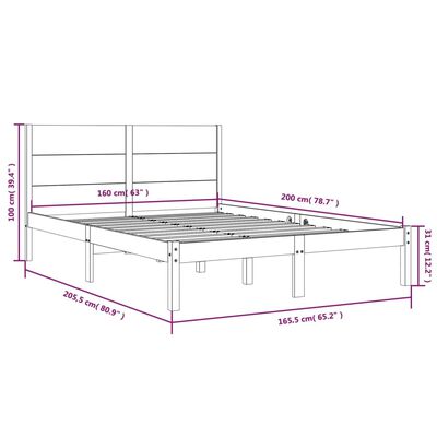 vidaXL Estructura de cama de madera maciza de pino 160x200 cm