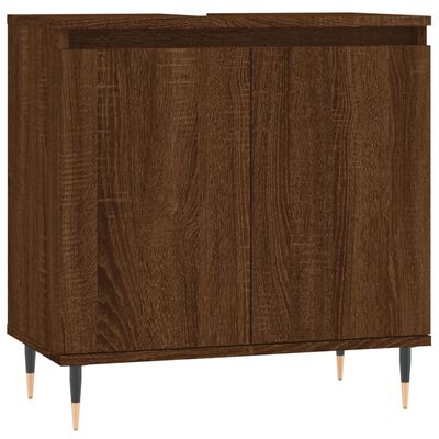 vidaXL Set de muebles baño 3 pzas madera contrachapada roble marrón