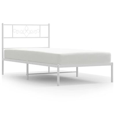 vidaXL Estructura cama sin colchón con cabecero metal blanco 90x190 cm