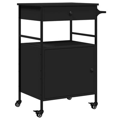 vidaXL Carrito de cocina de madera de ingeniería negro 56x43x89,5 cm