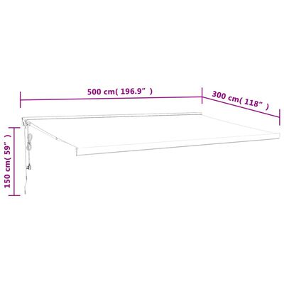 vidaXL Toldo retráctil aluminio y tela amarillo y blanco 5x3 m