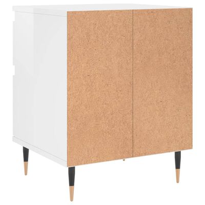 vidaXL Mesita de noche madera contrachapada blanco brillo 40x35x50 cm