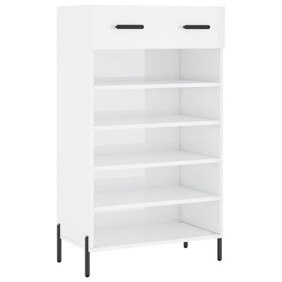 vidaXL Mueble zapatero madera contrachapada blanco brillo 60x35x105 cm