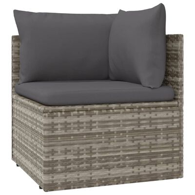 vidaXL Set de muebles de jardín 6 pzas y cojines ratán sintético gris