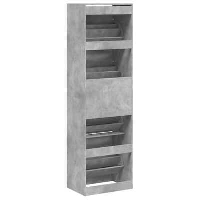 vidaXL Mueble zapatero 4 cajones abatibles gris hormigón 60x42x204 cm