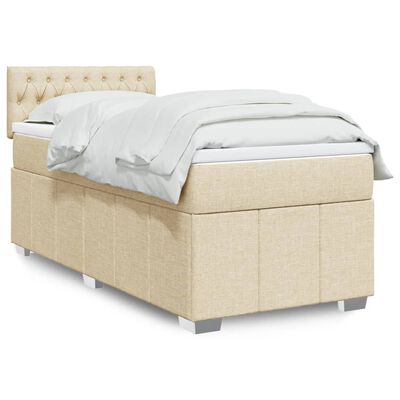 vidaXL Cama box spring con colchón tela color crema 90x190 cm