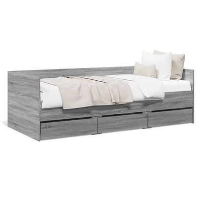 vidaXL Sofá cama con cajones sin colchón gris Sonoma 75x190 cm