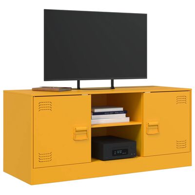 vidaXL Mueble para TV de acero amarillo mostaza 99x39x44 cm