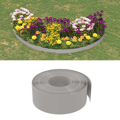 vidaXL Bordura de jardín polietileno gris 10 m 20 cm