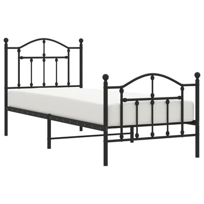 vidaXL Estructura de cama con cabecero y estribo metal negro 90x190 cm