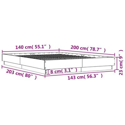 vidaXL Estructura de cama madera de ingeniería marrón roble 140x200 cm