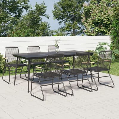 vidaXL Juego de comedor para jardín 7 piezas ratán PVC negro