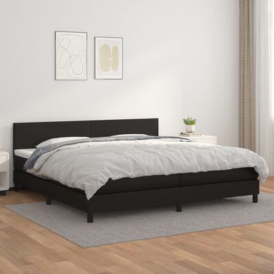 vidaXL Cama box spring con colchón cuero sintético negro 200x200 cm