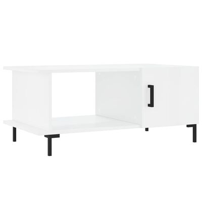 vidaXL Mesa de centro madera contrachapada blanco brillo 90x50x40 cm