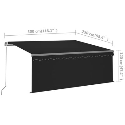 vidaXL Toldo retráctil manual con persiana gris antracita 3x2,5 m