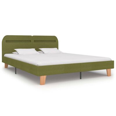 vidaXL Estructura de cama con LED sin colchón tela verde 180x200 cm