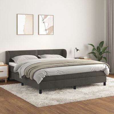 vidaXL Cama box spring con colchón terciopelo gris oscuro 180x200 cm