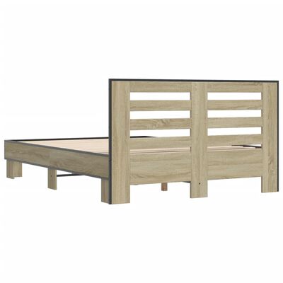 vidaXL Estructura cama madera ingeniería metal roble Sonoma 120x190 cm