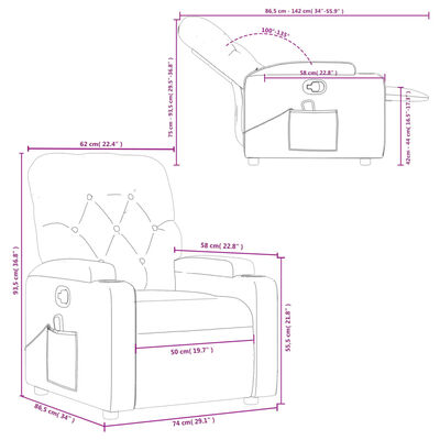 vidaXL Sillón de masaje reclinable cuero sintético marrón