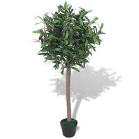 vidaXL Árbol de laurel artificial con macetero verde 120 cm