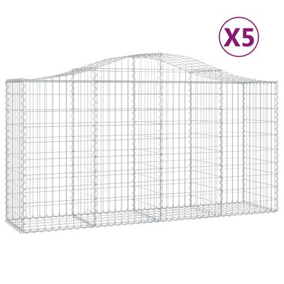 vidaXL Cestas de gaviones 5 uds forma de arco hierro 200x50x100/120cm